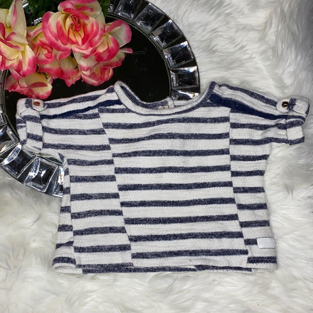 7 For All Mankind White and Blue Knit Top 12M
